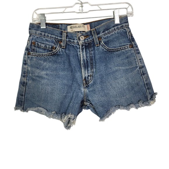 Levi's 505 Womens jeans cut off denim distressed shorts W29 - Picture 2 of 10